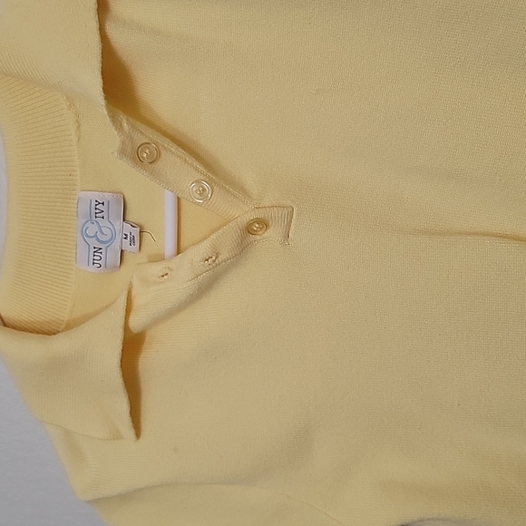 Francesca's Women's Lea Button Front Polo Yellow Crop Sweater - Picture 5 of 8